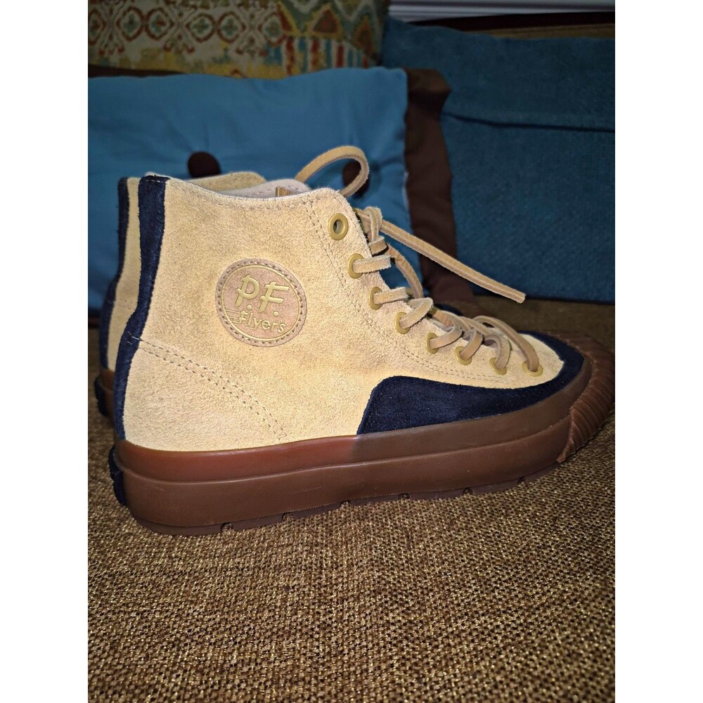 P.F. Flyers Men’s Suede Ankle Bootie Lace-Up Colorblock Beige/Blue/Brown 5.5 - Picture 2 of 8